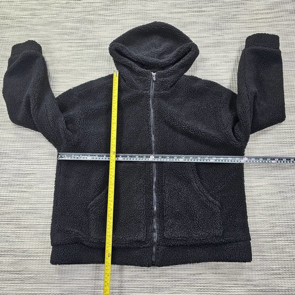 Fabletics Hoodie Womens Large Black Full Zip Sherpa Fleece Shacket Pockets Cozy - Picture 12 of 12